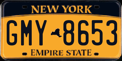 NY license plate GMY8653