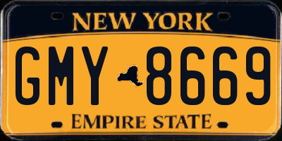 NY license plate GMY8669