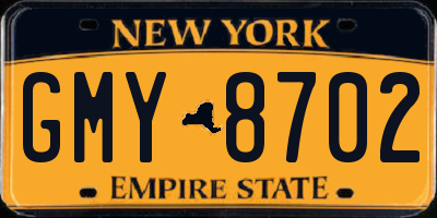 NY license plate GMY8702