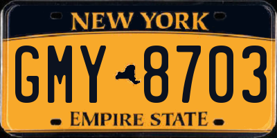 NY license plate GMY8703