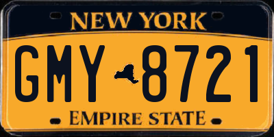 NY license plate GMY8721