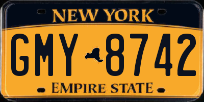 NY license plate GMY8742