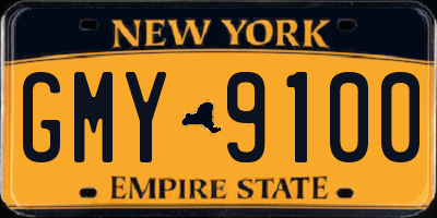 NY license plate GMY9100