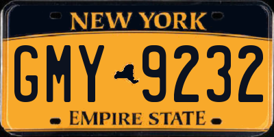 NY license plate GMY9232