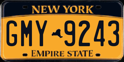 NY license plate GMY9243