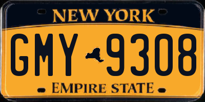 NY license plate GMY9308