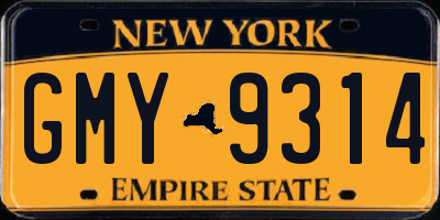 NY license plate GMY9314