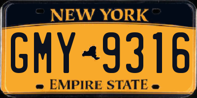 NY license plate GMY9316