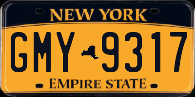 NY license plate GMY9317