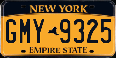 NY license plate GMY9325