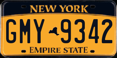 NY license plate GMY9342