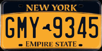 NY license plate GMY9345