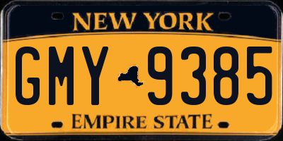 NY license plate GMY9385