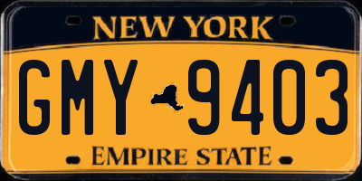 NY license plate GMY9403