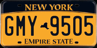 NY license plate GMY9505