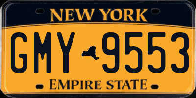 NY license plate GMY9553
