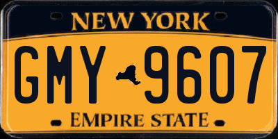 NY license plate GMY9607