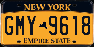 NY license plate GMY9618