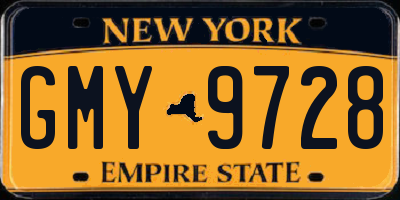 NY license plate GMY9728