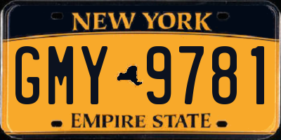 NY license plate GMY9781
