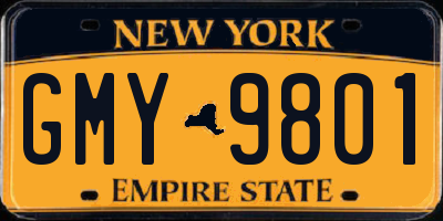 NY license plate GMY9801