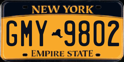 NY license plate GMY9802
