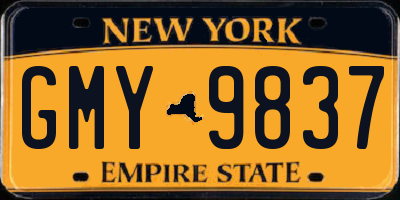NY license plate GMY9837
