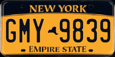 NY license plate GMY9839