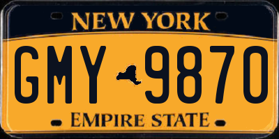 NY license plate GMY9870