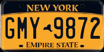 NY license plate GMY9872