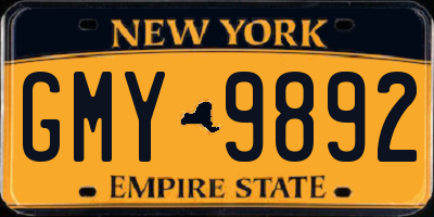 NY license plate GMY9892