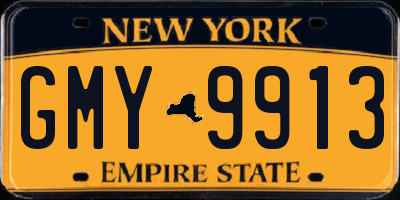NY license plate GMY9913