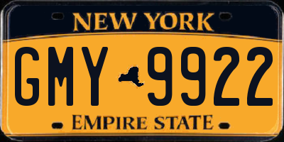 NY license plate GMY9922