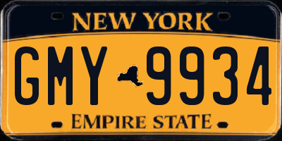 NY license plate GMY9934