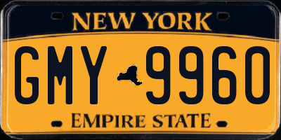 NY license plate GMY9960