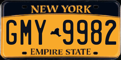 NY license plate GMY9982