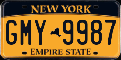 NY license plate GMY9987
