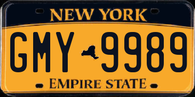 NY license plate GMY9989