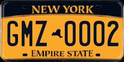 NY license plate GMZ0002