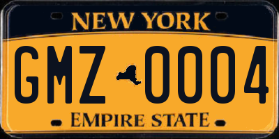 NY license plate GMZ0004