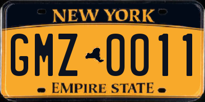 NY license plate GMZ0011