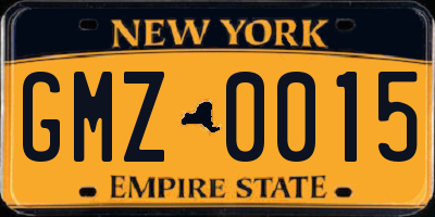 NY license plate GMZ0015