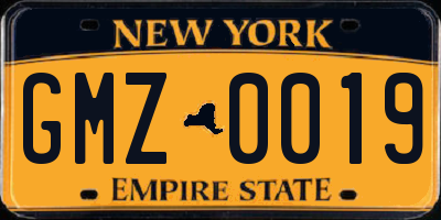 NY license plate GMZ0019