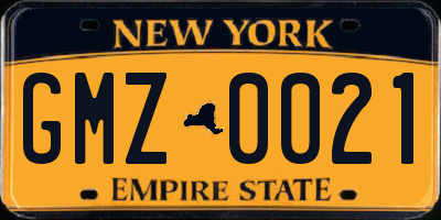 NY license plate GMZ0021