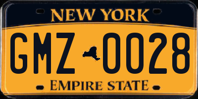 NY license plate GMZ0028