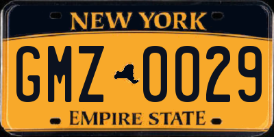 NY license plate GMZ0029