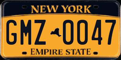 NY license plate GMZ0047
