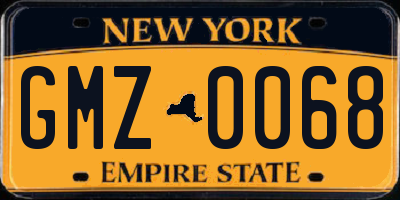 NY license plate GMZ0068