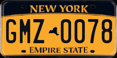 NY license plate GMZ0078