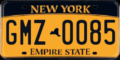 NY license plate GMZ0085
